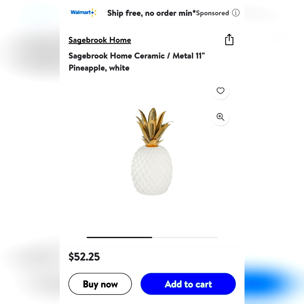 Sagebrook Home Ceramic Pineapple